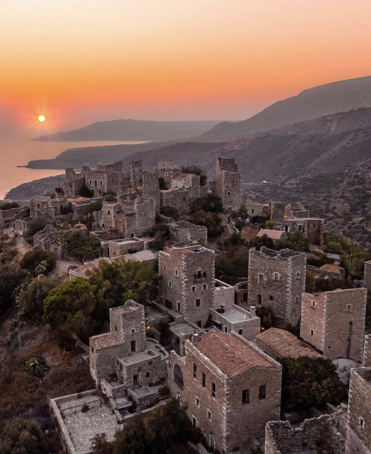 Traditional stone architecture and landscape in Mani, Greece