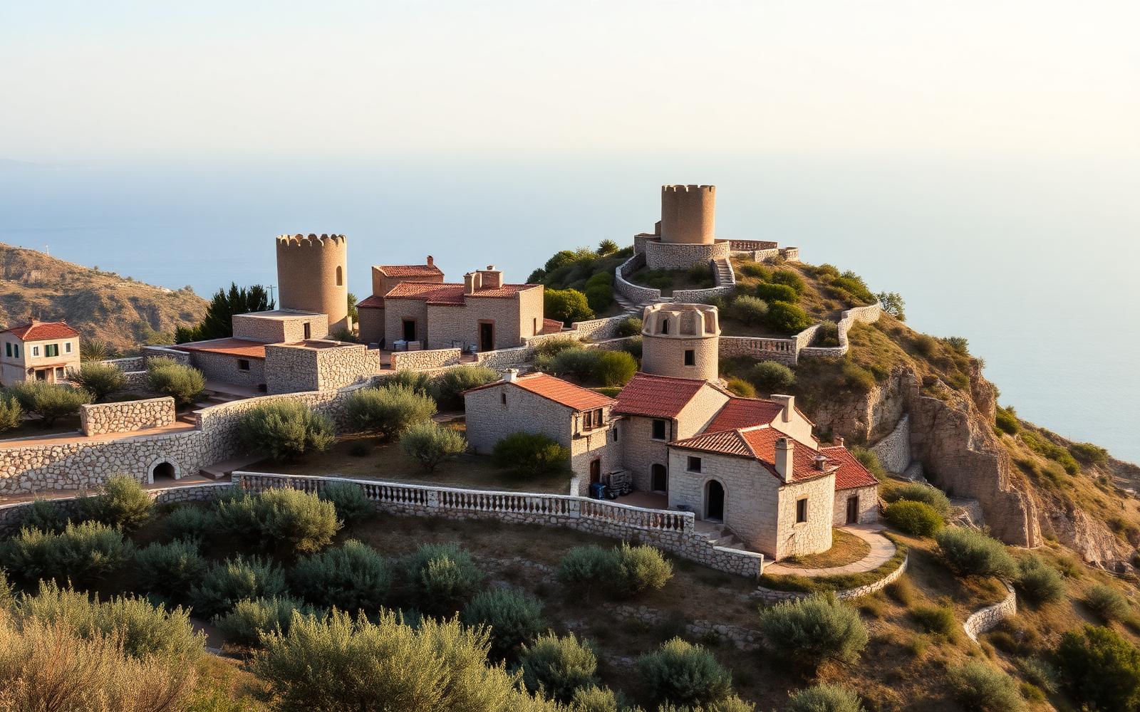 Stone architecture and landscape in Mani, Greece, where ERGA Construction builds villas